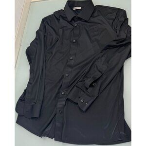 Collars & Co Dress Shirt Mens Large L Black Long Sleeve Performance Button Up